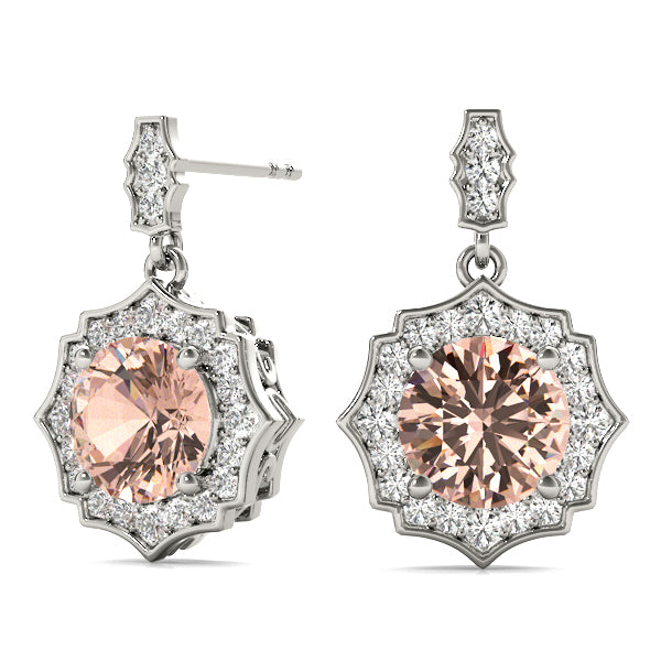 14K White Gold Lab Diamond Round Earrings