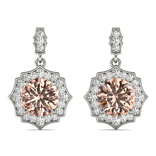 14K White Gold Lab Diamond Round Earrings