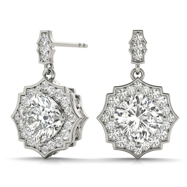 Lab Diamond Scalloped Halo Earrings