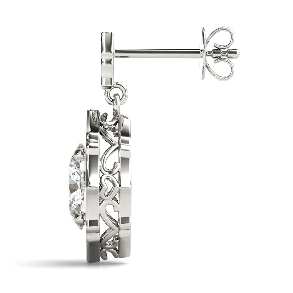 White Gold Oval Diamond Halo Earrings - Lab Grown