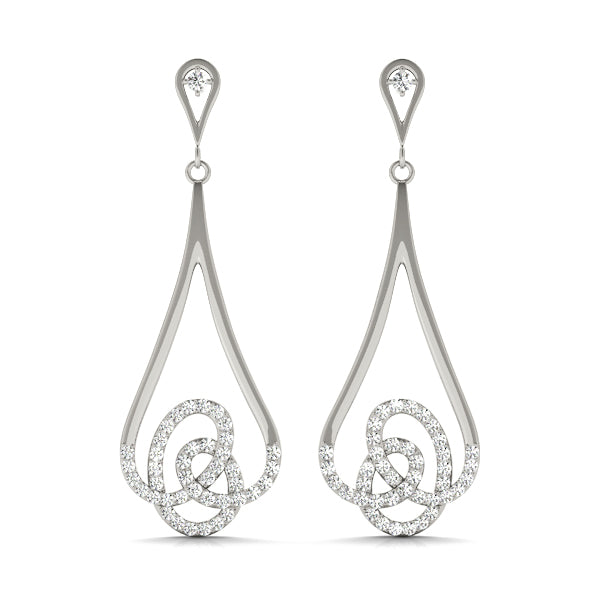 14K White Gold Lab Diamond Cluster Earrings