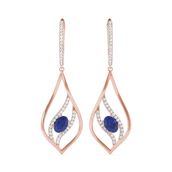 14K Rose Gold Lab Diamond Oval Earrings