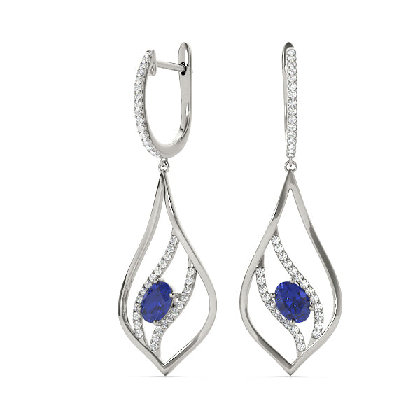 White Gold Lab Diamond Oval Drop Earrings
