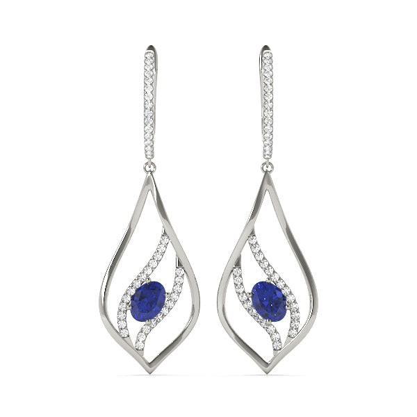 14K White Gold Lab Diamond Oval Earrings
