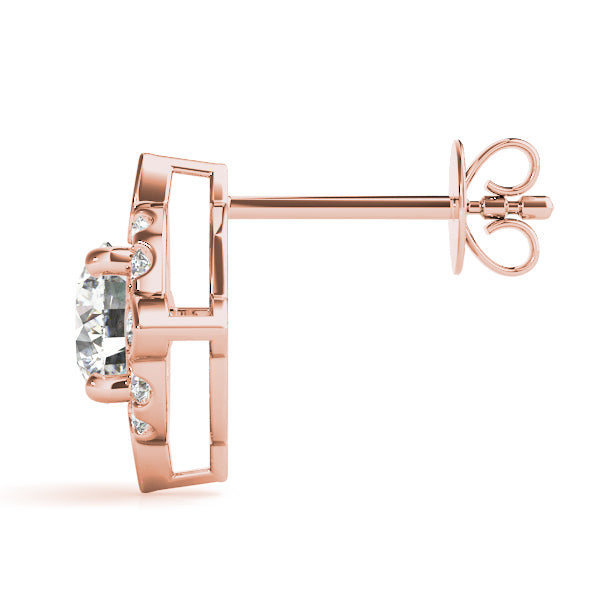 Rose Gold Lab Diamond Halo Earring Set