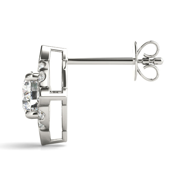 14K White Gold Lab Diamond Halo Stud Earrings