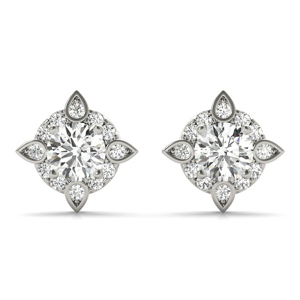 14K White Gold Lab Diamond Halo Stud Earrings