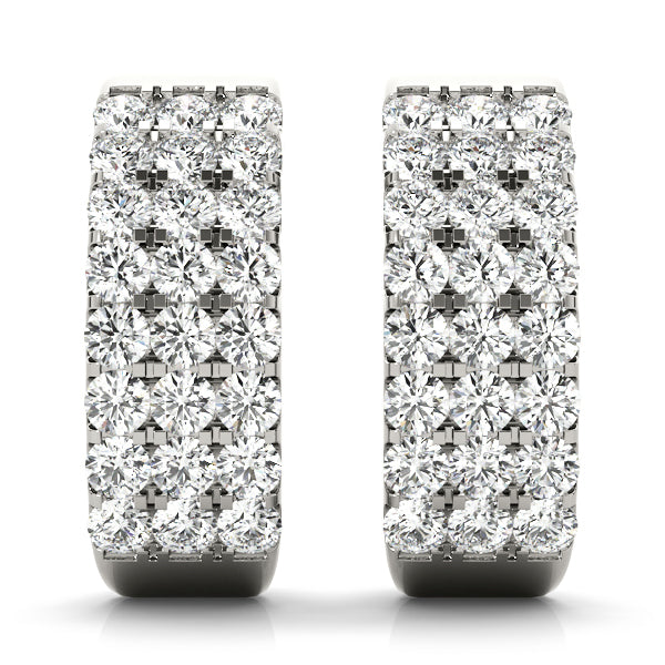 18K White Gold Diamond J-Hoop Earrings