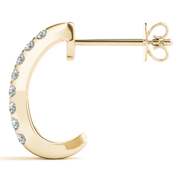 24-Diamond 18K Yellow Gold J-Hoop Earrings