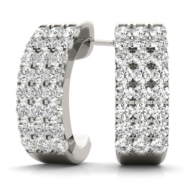 Platinum Diamond J-Hoop Earrings - Lab Created