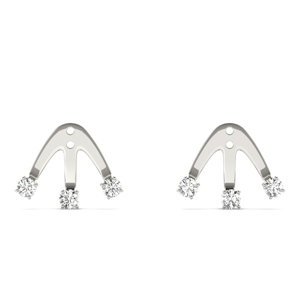 18K White Gold 3-Stone Lab Diamond Earring Jackets
