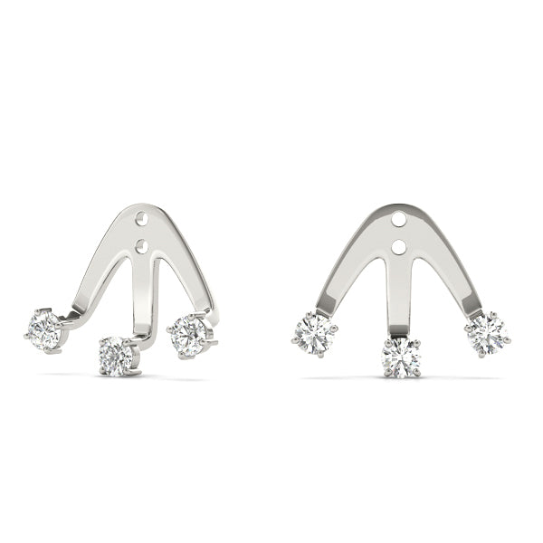 White Platinum 3-Stone Diamond Earring Jackets