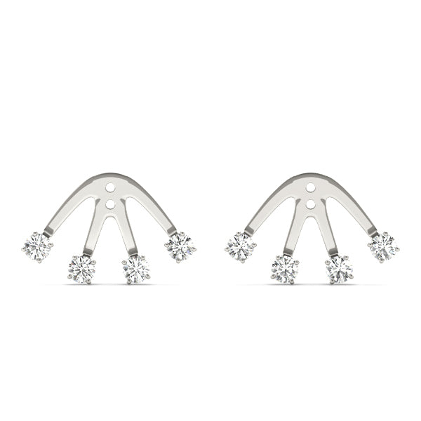 18K White Gold 4-Stone Diamond Earring Jackets