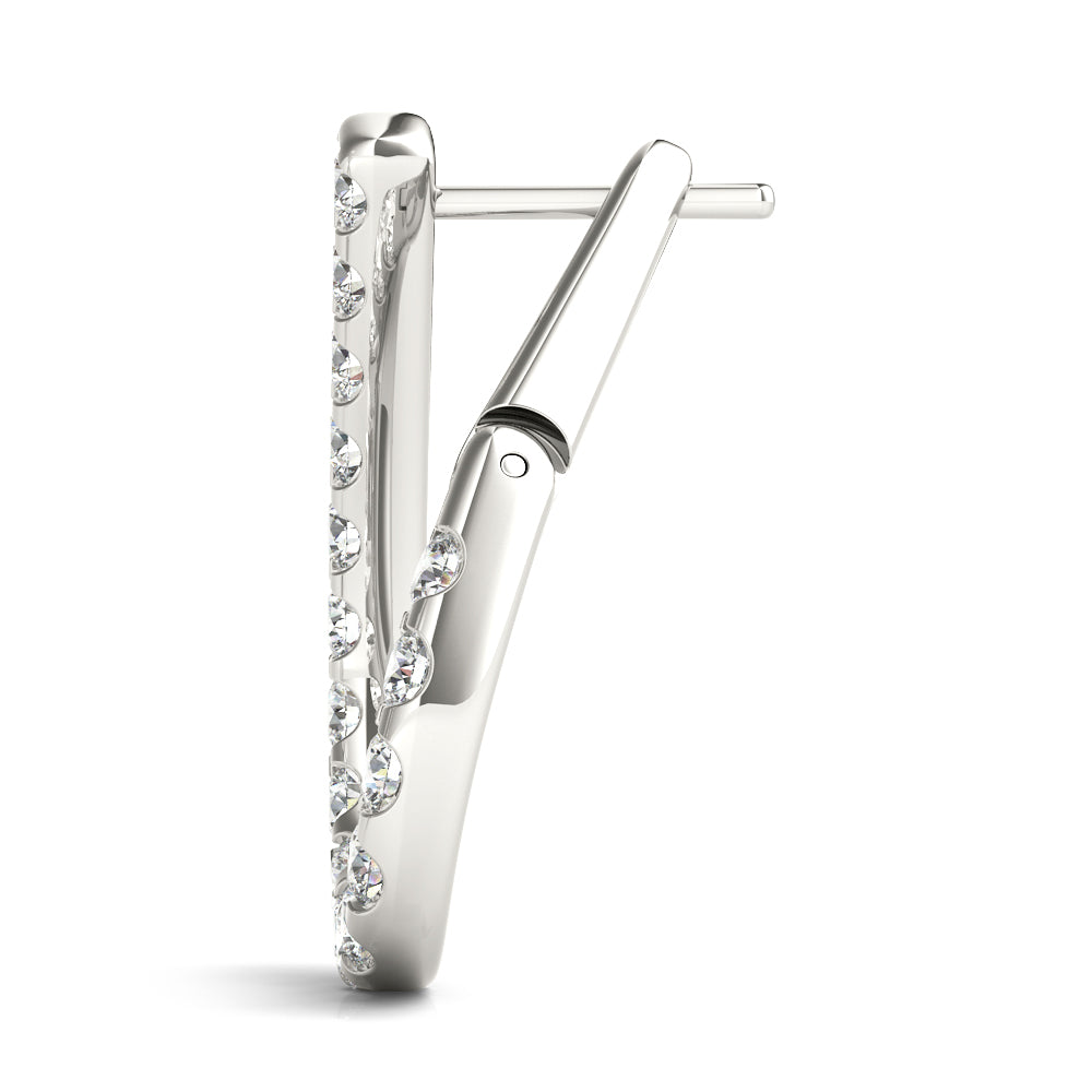 White Platinum Round Diamond Fashion Earrings
