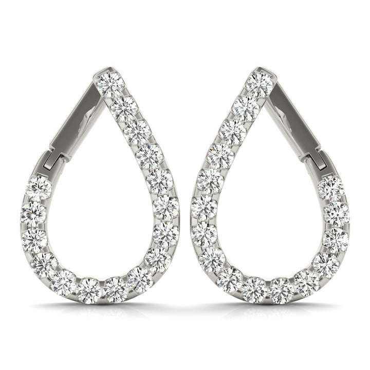White Platinum Round Diamond Fashion Earrings