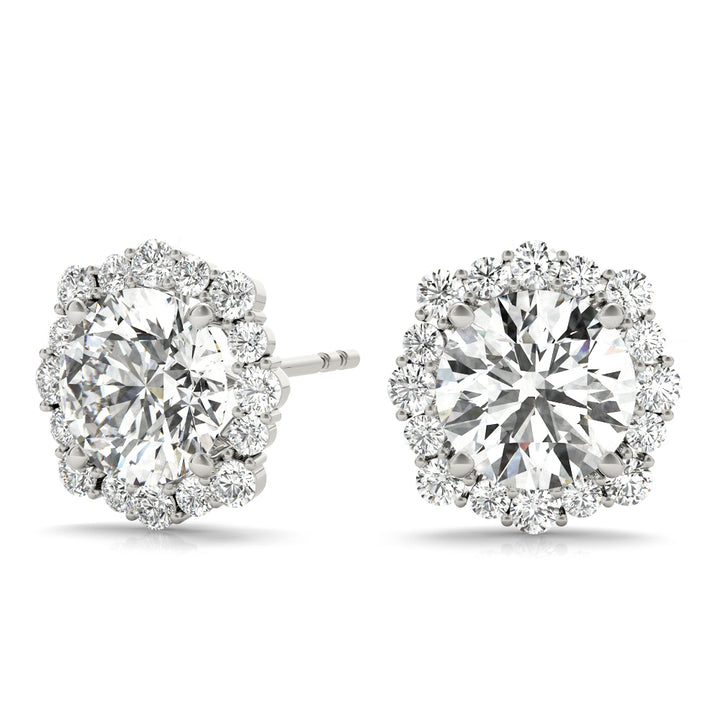 Platinum Lab Diamond Halo Earrings
