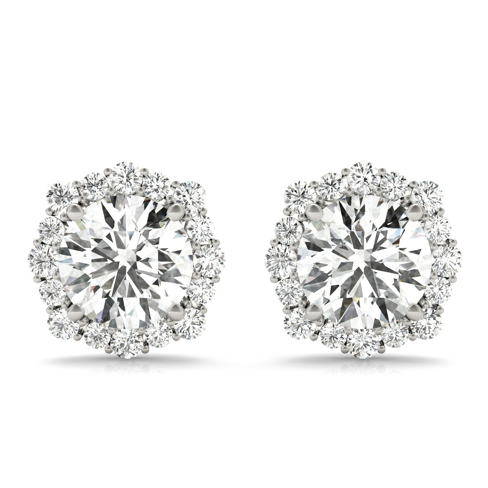18K White Gold Lab Diamond Halo Earrings