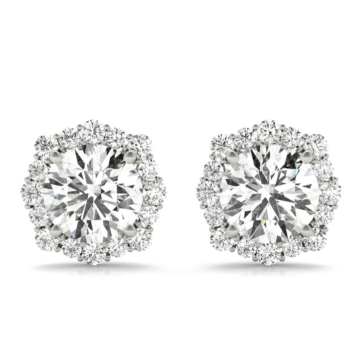18K White Gold Lab Diamond Halo Earrings