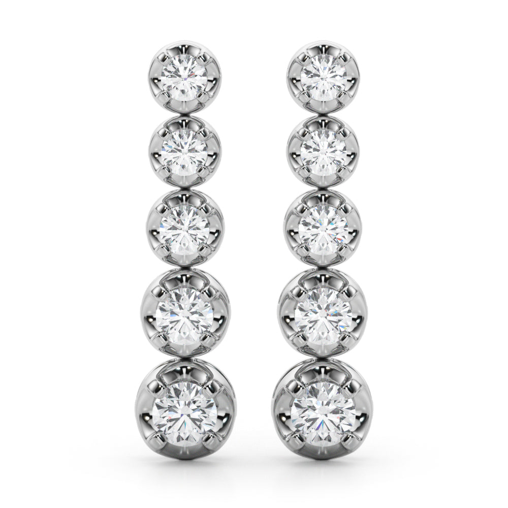 18K White Gold Lab Diamond Dangle Earrings
