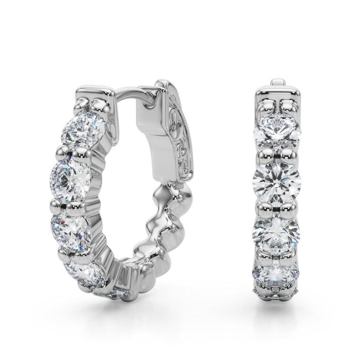 7/8 ct tw Lab Diamond Single Row Vault Lock Hoops