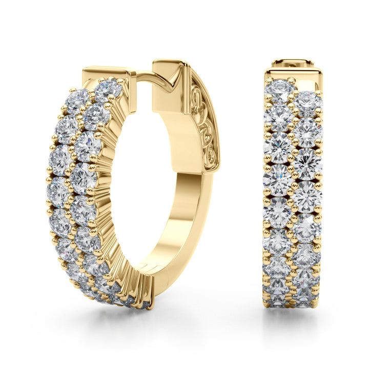 1/2 ct tw Lab Diamond Double Row Vault Lock Hoops