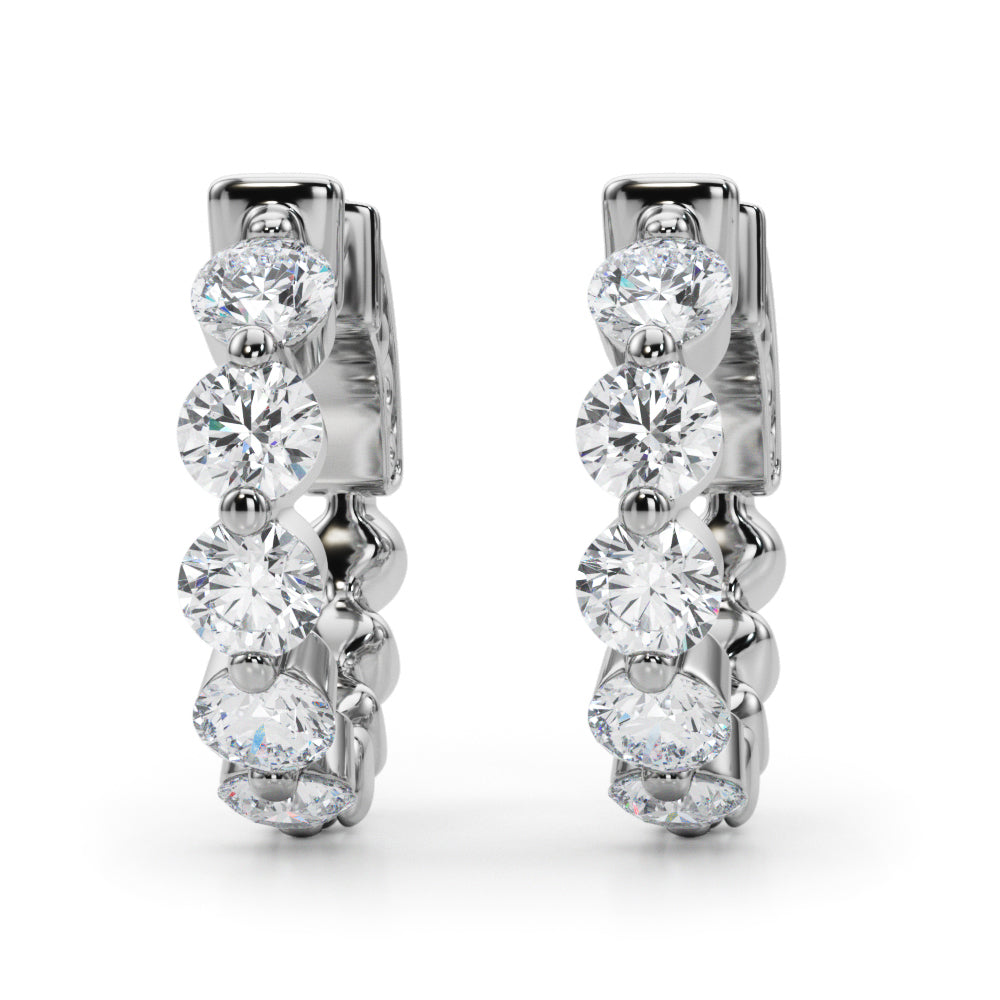 1/2 ct tw Lab Diamond Single Row Vault Lock Hoops