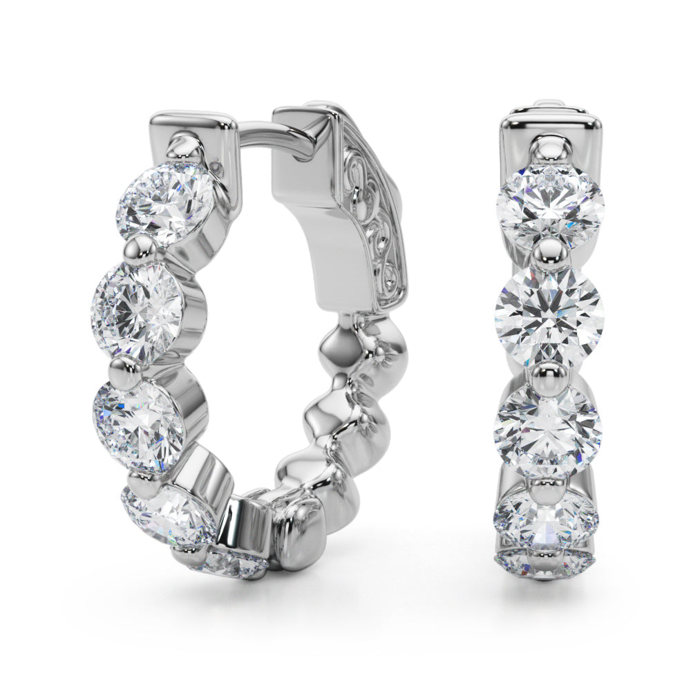 1/2 ct tw Lab Diamond Single Row Vault Lock Hoops