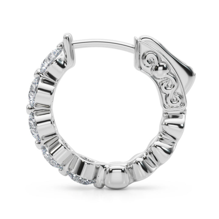 1/2 ct tw Lab Diamond Single Row Vault Lock Hoops