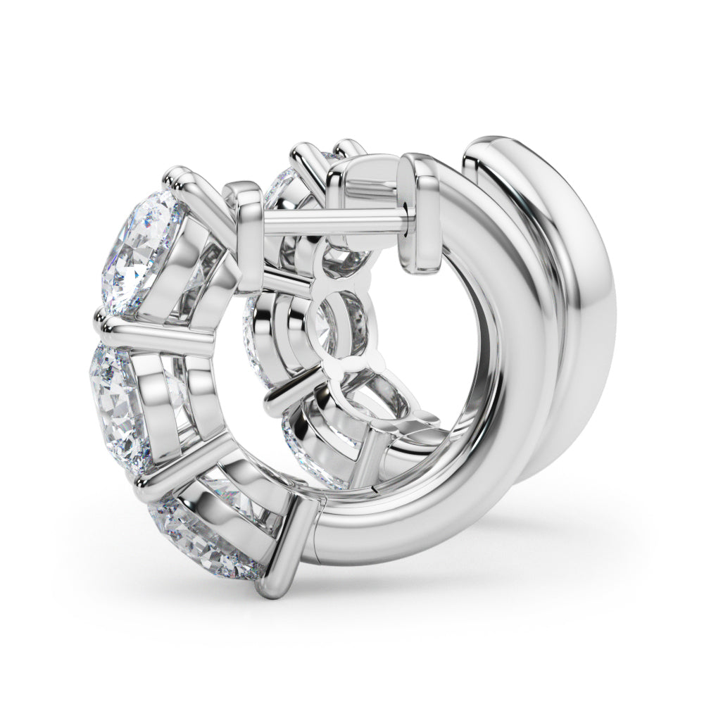 18K White Gold Lab Diamond Round Hoop Earrings