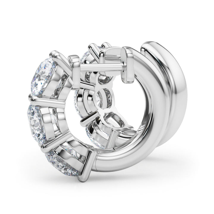 14K White Gold Lab Diamond Round Hoop Earrings