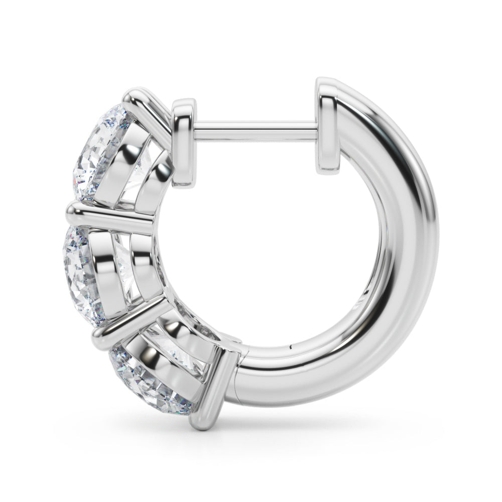 14K White Gold Lab Diamond Round Hoop Earrings