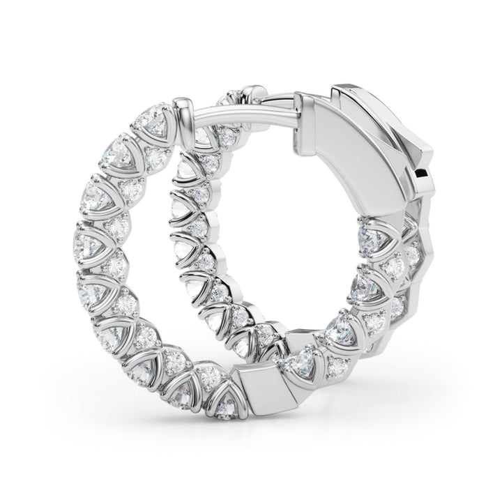 18K White Gold Lab Diamond Round Hoop Earrings
