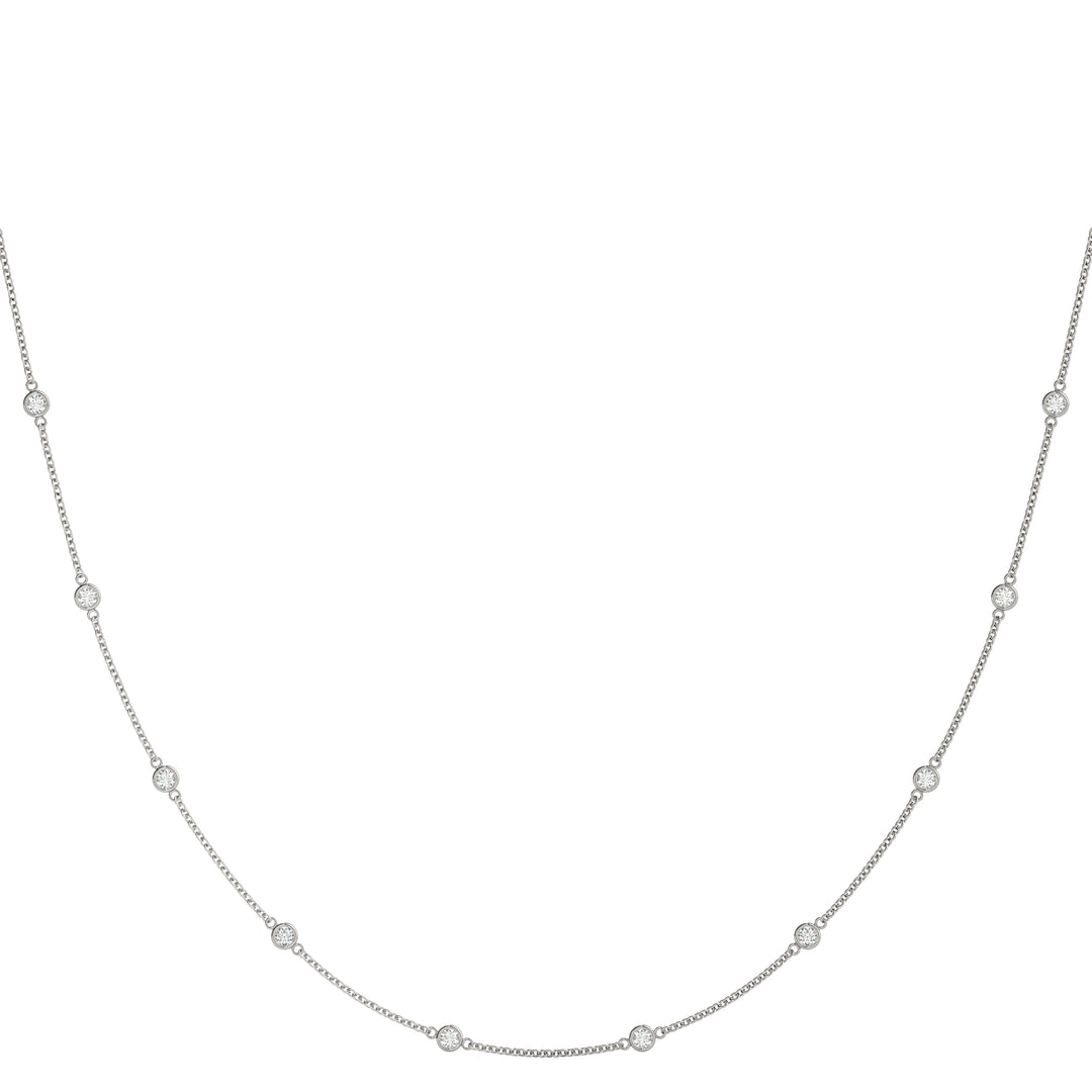 10-Diamond 14K White Gold Delicate Chain