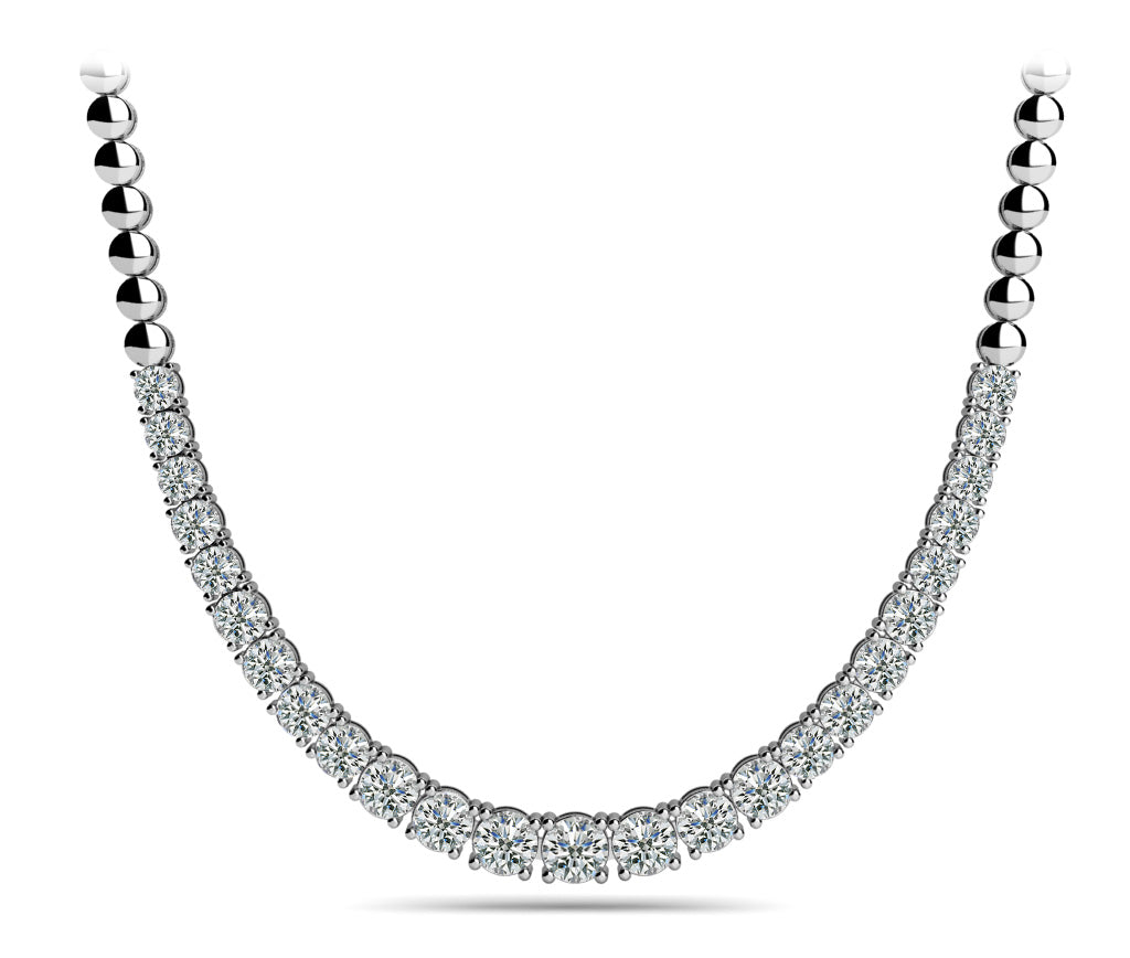 Platinum White Diamond Graduated Necklace