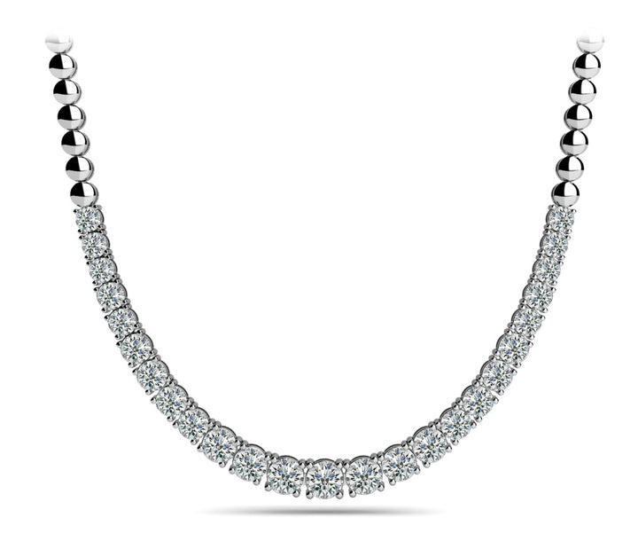 White Gold Lab Diamond Graduated Basket Necklace