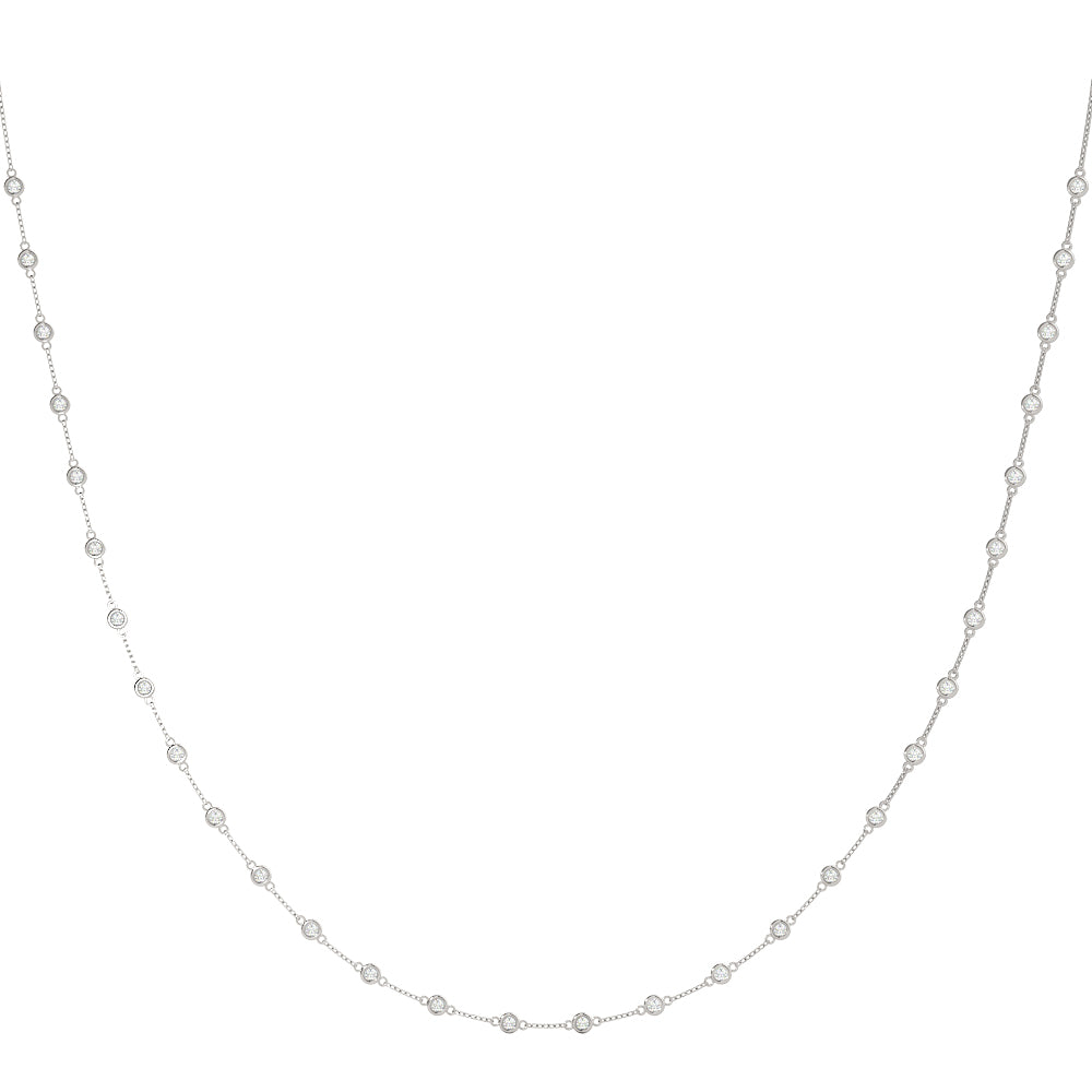 White Gold 40-Diamond Layered Chain Necklace