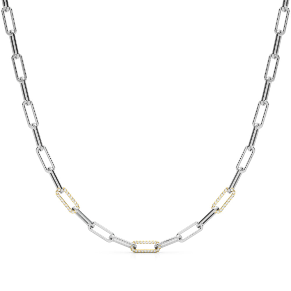 1 3/8 ct tw Lab Diamond 17 Inch Dia Paper Clip Necklace