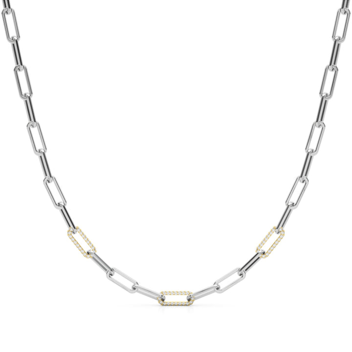1 3/8 ct tw Lab Diamond 17 Inch Dia Paper Clip Necklace
