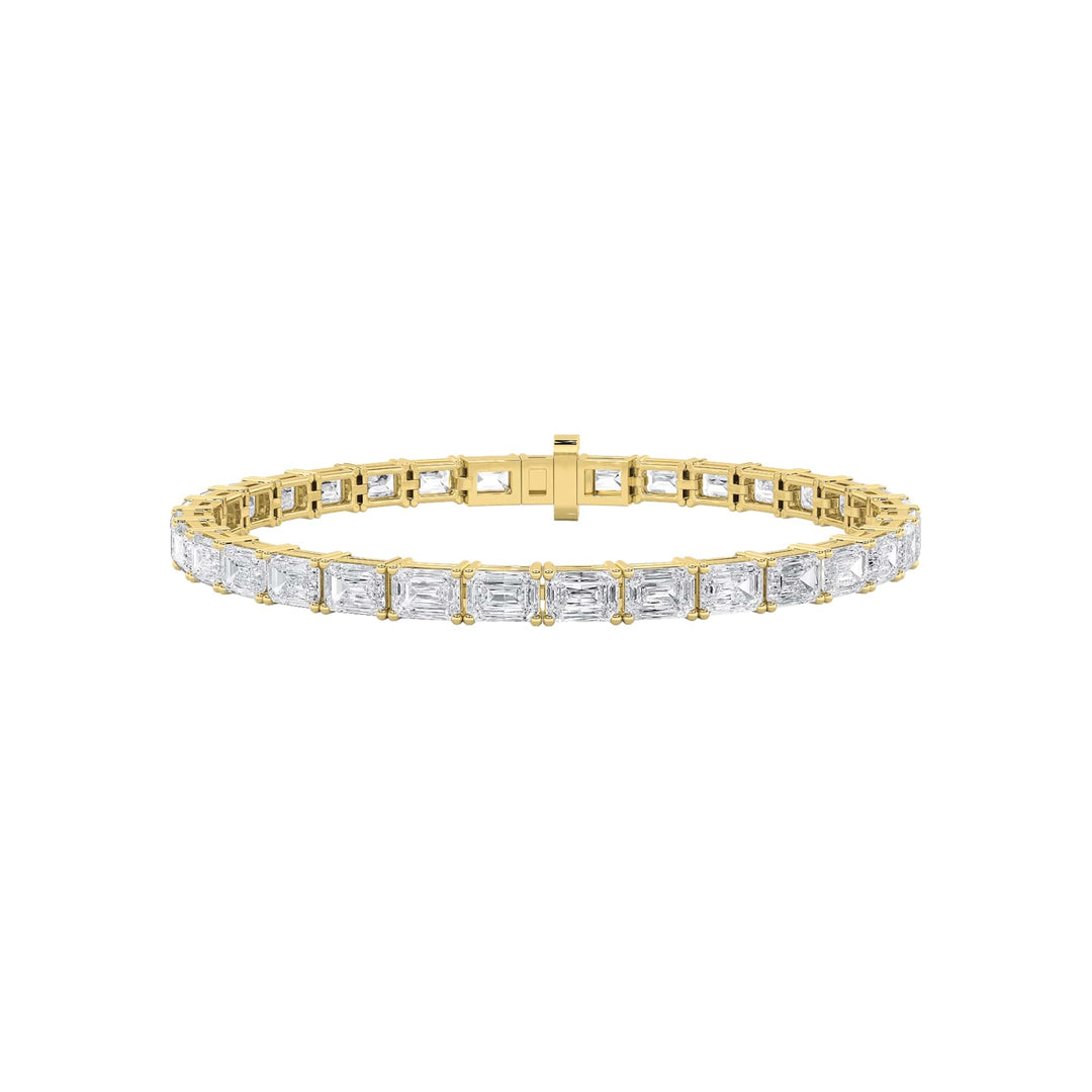 13Cttw Emerald Shaped Lab Grown Diamond (F/VS) Classic Line Bracelet in 14K Gold