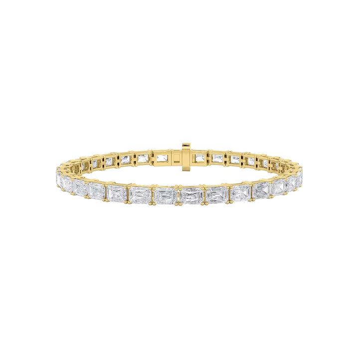 13Cttw Emerald Shaped Lab Grown Diamond (F/VS) Classic Line Bracelet in 14K Gold
