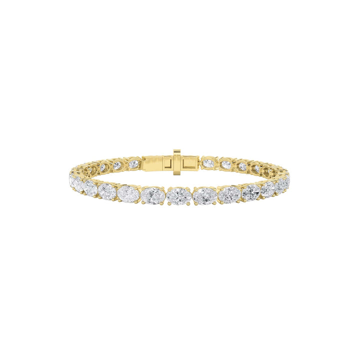 10.5Cttw Oval Shaped Lab Grown Diamond (F/VS) Classic Line Bracelet in 14K Gold
