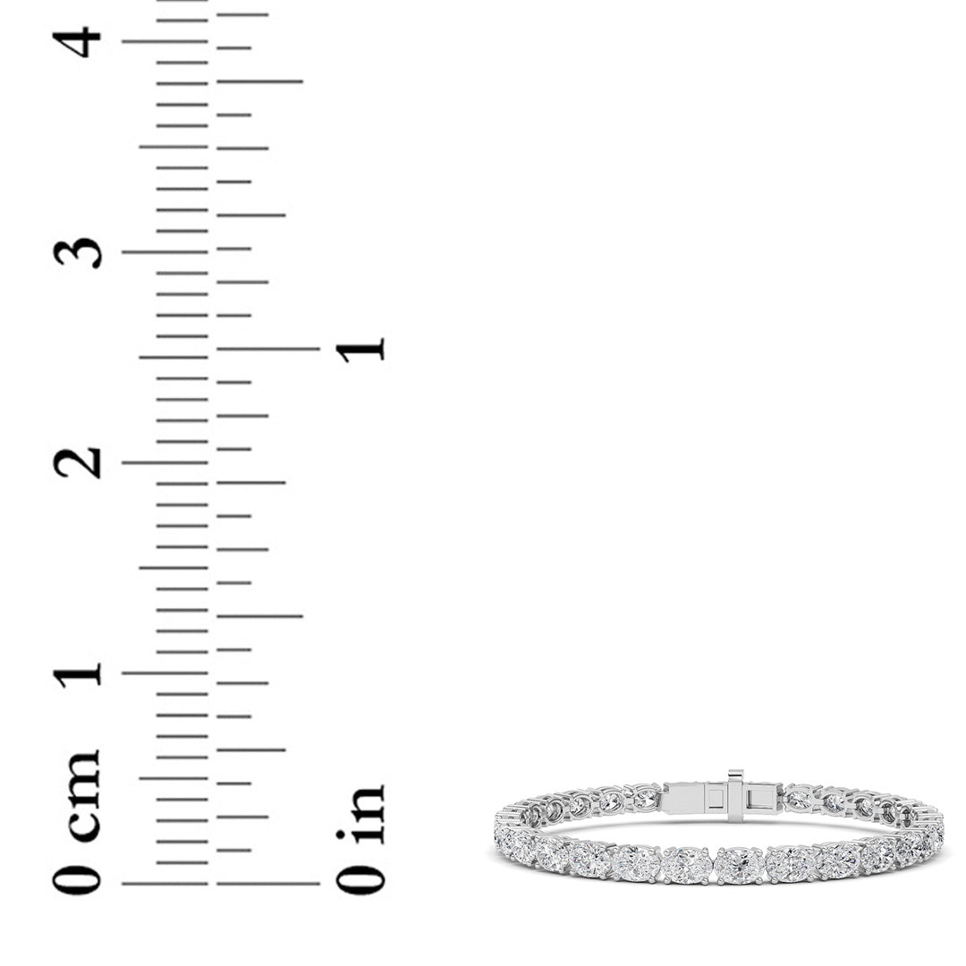 13Cttw Oval Shaped Lab Grown Diamond (F/VS) Classic Line Bracelet in 14K Gold