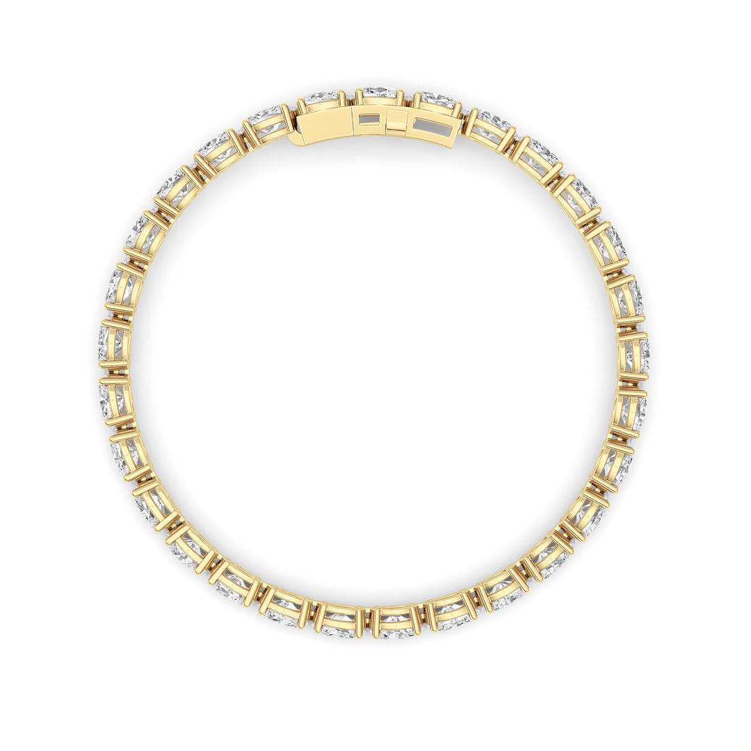 13Cttw Oval Shaped Lab Grown Diamond (F/VS) Classic Line Bracelet in 14K Gold