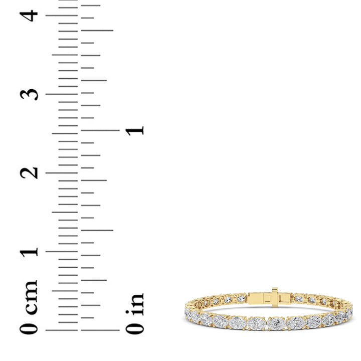 13Cttw Oval Shaped Lab Grown Diamond (F/VS) Classic Line Bracelet in 14K Gold