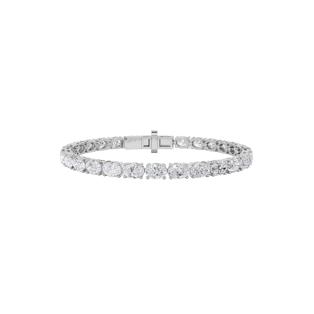 13Cttw Oval Shaped Lab Grown Diamond (F/VS) Classic Line Bracelet in 14K Gold - Size 6.75
