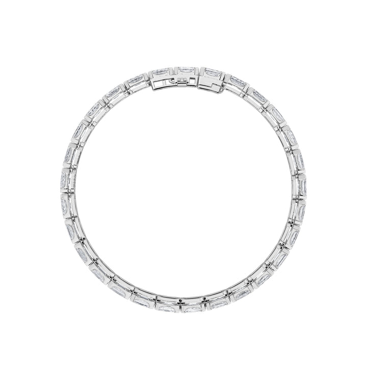 12Cttw Emerald Shaped Lab Grown Diamond (F/VS) Tennis Bracelet in 14K Gold