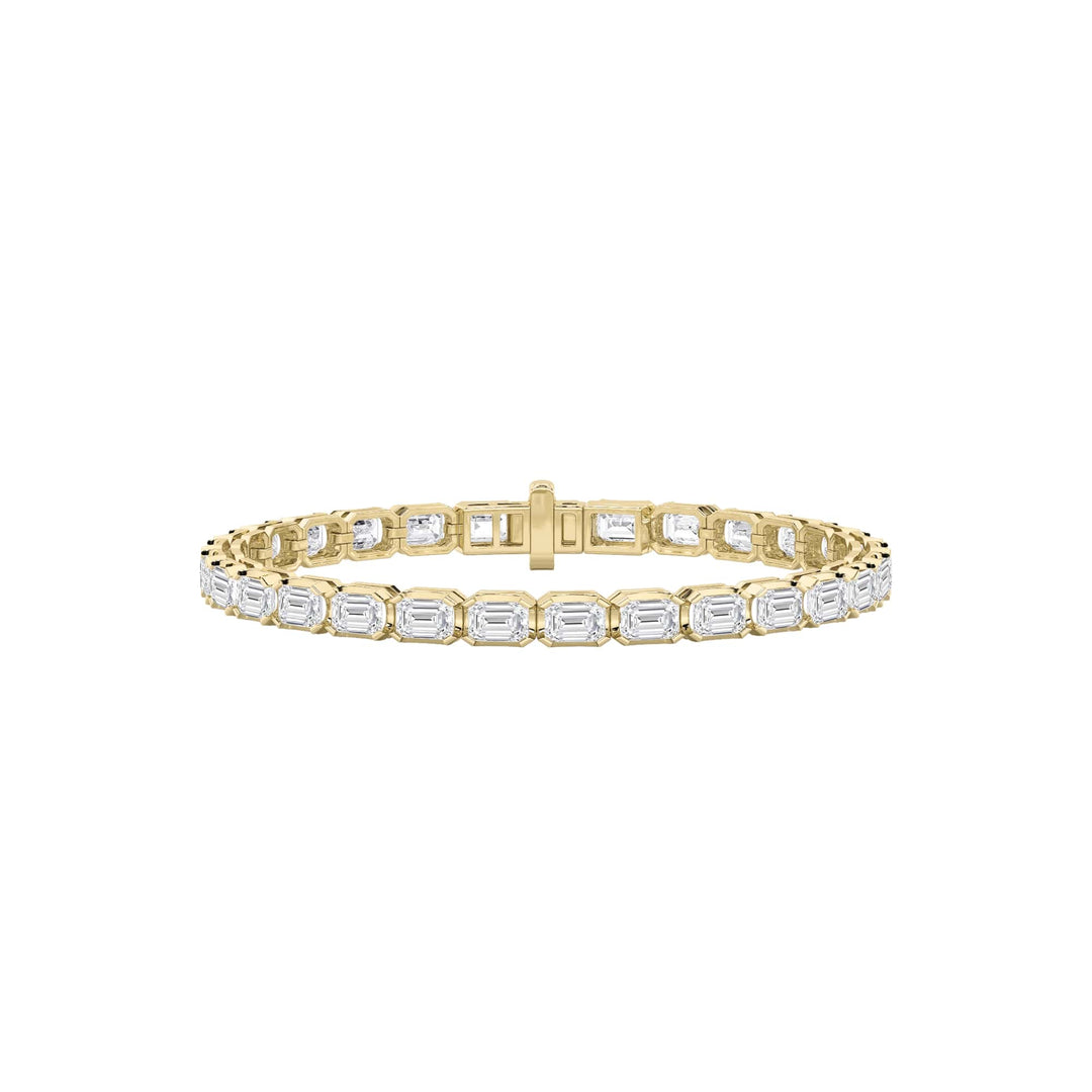 12Cttw Emerald Shaped Lab Grown Diamond (F/VS) Tennis Bracelet in 14K Gold