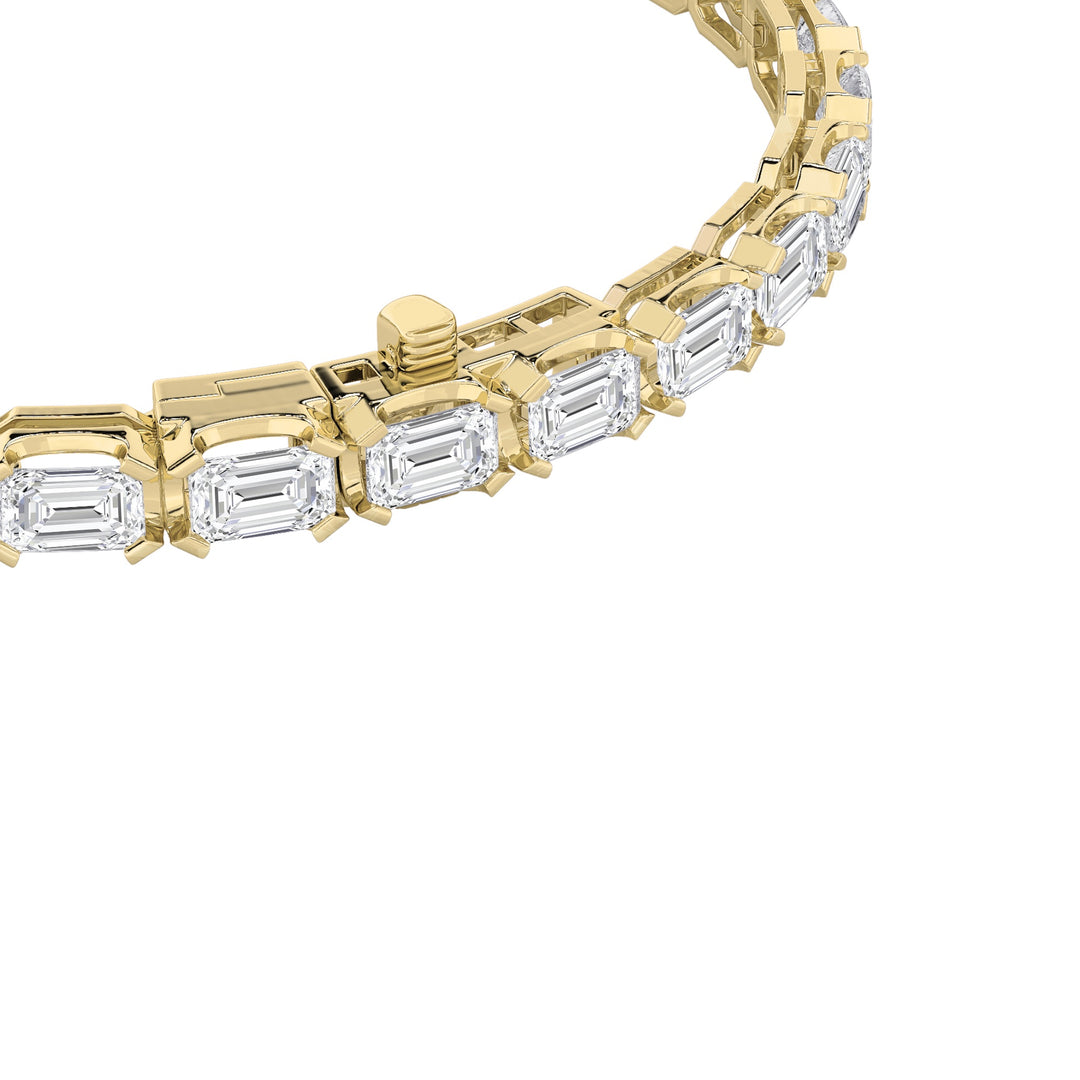 12Cttw Emerald Shaped Lab Grown Diamond (F/VS) Tennis Bracelet in 14K Gold