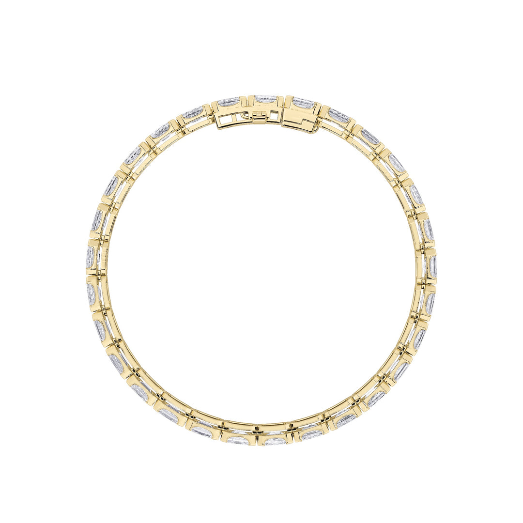 12Cttw Emerald Shaped Lab Grown Diamond (F/VS) Tennis Bracelet in 14K Gold