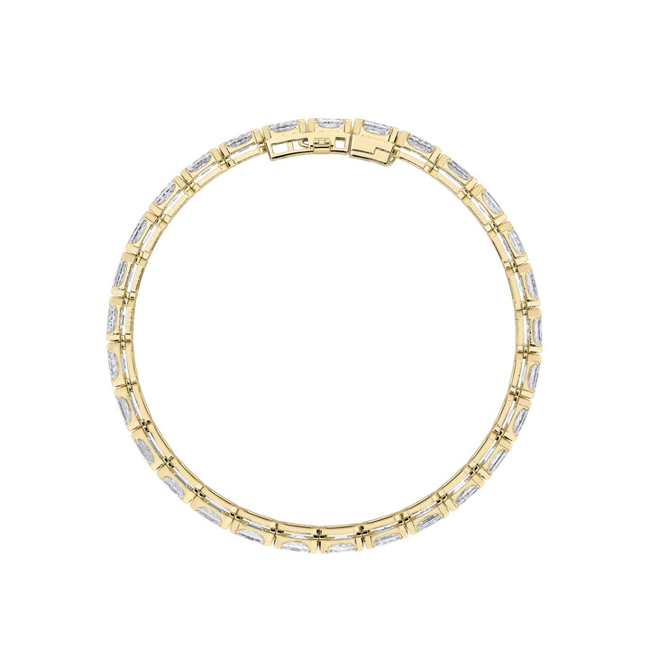 12Cttw Emerald Shaped Lab Grown Diamond (F/VS) Tennis Bracelet in 14K Gold